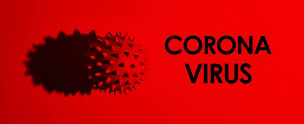 Inscription CORONAVIRUS on red background. World Health Organization WHO introduced new official name for chinese virus 202 - Photo, Image