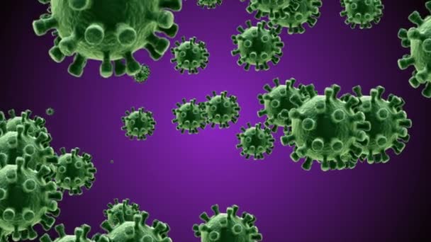 Coronavirus Cells sfondo illustrazione. Coronavirus Covid-19 Virus infetto 2019-ncov polmonite nel sangue. Modello realistico del virus medico. Carta da parati Coronavirus. Microrganismi, batterio patogeno
. - Filmati, video