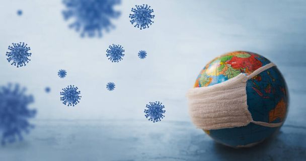 Corona virus concept. world/ earth put mask to fight against corona virus - Фото, зображення