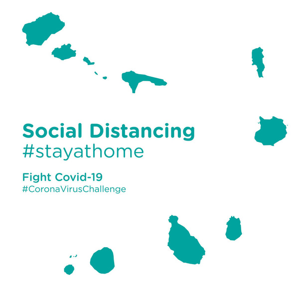 Sosyal Mesafeli Cape Verde Haritası Kal # Etiketi - Vektör, Görsel