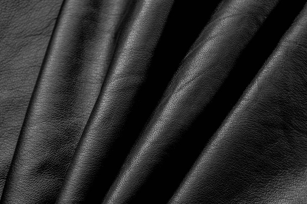 Closeup photo of black soft nappa leather.  - Photo, Image