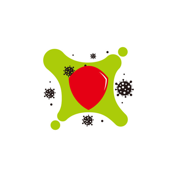 kilpi puolustus koronavirus levitä värikäs muotoilu symboli vektori
 - Vektori, kuva