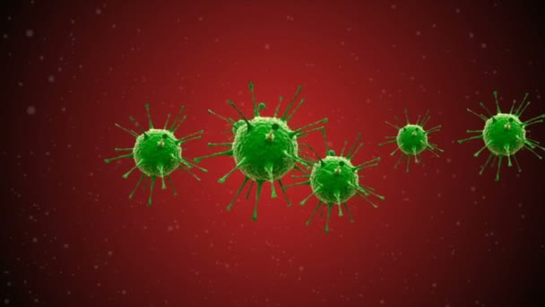 Ilustracja ilustracji komórek koronawirusowych. Coronavirus Covid-19 Zakażony wirus 2019-ncov zapalenie płuc we krwi. Wirus medyczny realistyczny model. Tapeta koronawirusowa. Mikroorganizmy, bakterie patogenów. - Materiał filmowy, wideo