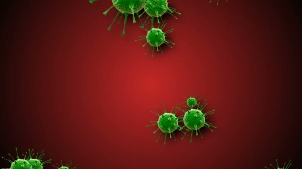 Illustration de Coronavirus Cells en toile de fond. Coronavirus Covid-19 Virus infecté 2019-ncov pneumonie dans le sang. Modèle réaliste de virus médical. Papier peint Coronavirus. Microorganismes, bactéries pathogènes
. - Séquence, vidéo