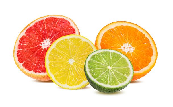 Citrus Fruit Set orange, grapefruit, lime, lemon isolated on white background. - Foto, imagen