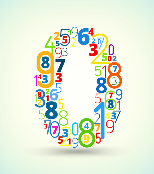 Number 0, colored vector font from numbers - Vettoriali, immagini