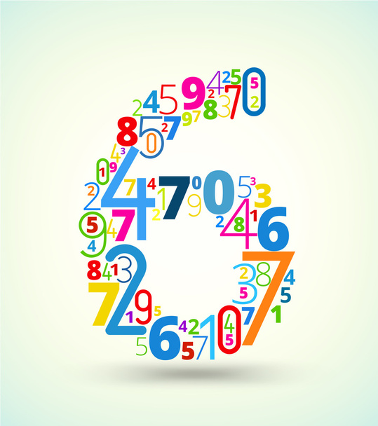 Number 6, colored vector font from numbers - Vektor, obrázek