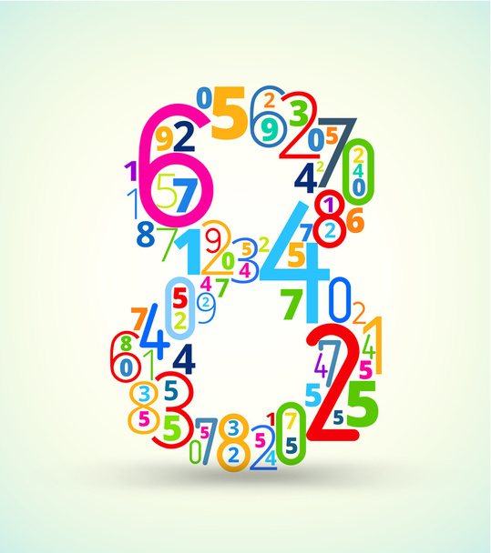 Number 8, colored vector font from numbers - Vettoriali, immagini