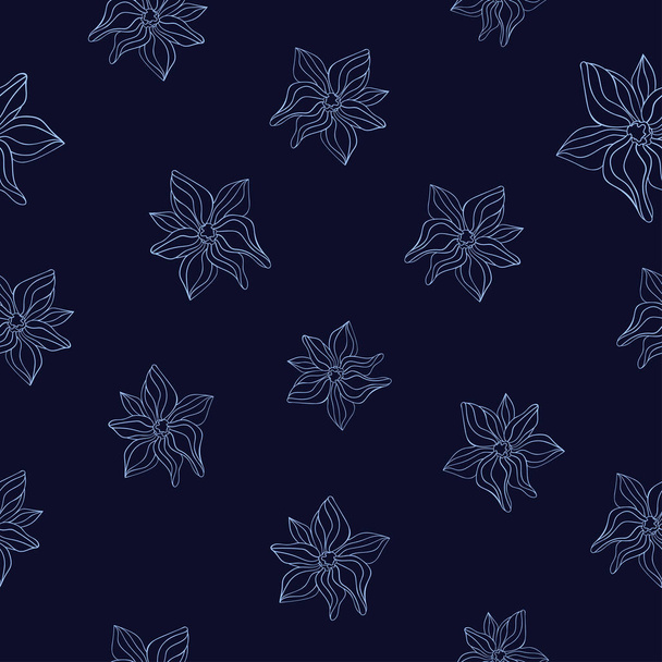 Met de hand getekend bloemloos patroon van lelie bloemen - Vector, afbeelding
