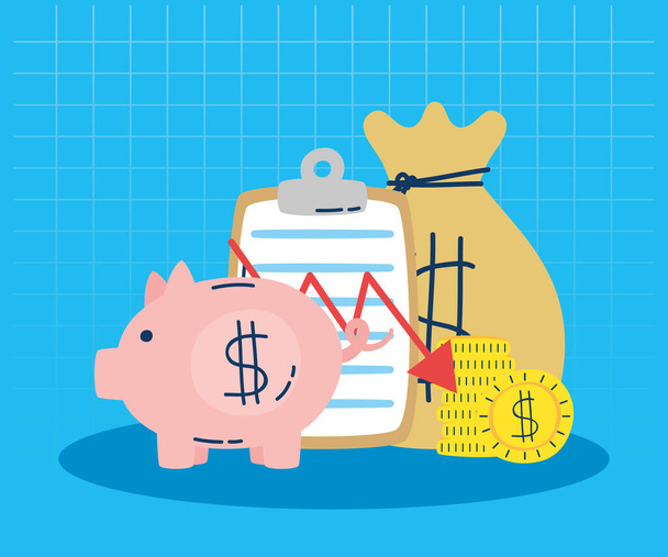 economy and finances set icons - Vector, Image