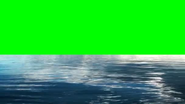 het kalme zeewater en groen scherm - Video