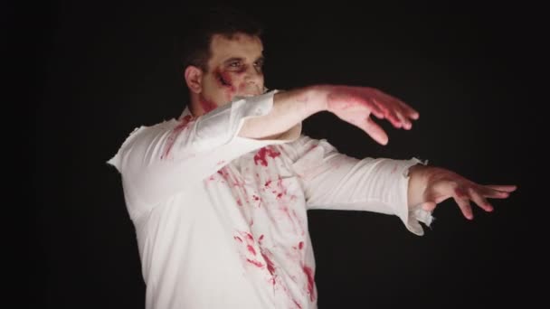 Caucasian young man dressed up like a zombie - Footage, Video