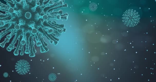 Κινούμενη εικόνα του μικροσκοπίου πολυάριθμων ιών που μολύνουν έναν οργανισμό. Coronavirus Covid-19, 2019 ncov. Επιστήμη, ιατρική και υγειονομική περίθαλψη. - Πλάνα, βίντεο