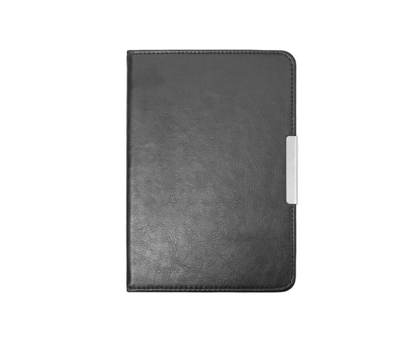 Black leather folder isolated on white background. With clipping path - Фото, зображення
