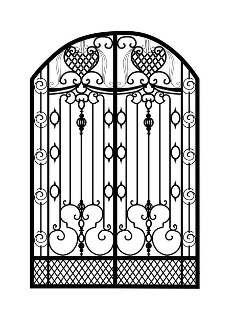 The gate forged. Metal grill. Artistic forging. Iron Vector illustration - Vector, Image