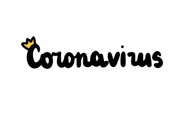 Coronavirus covid-19 hand drawn vector illustration lettering in cartoon comic style infection - Vector, afbeelding