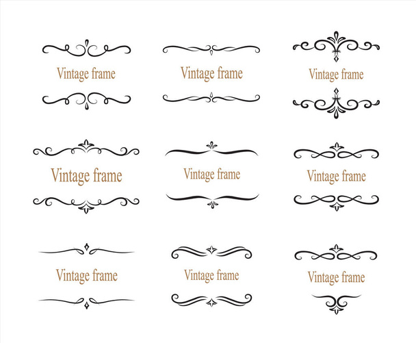 Handgetekende set van decoratieve frames, randen, pagina decoratie kalligrafisch ontwerp elementen. vintage vector illustratie - Vector, afbeelding