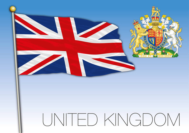 Офіційний національний прапор Сполученого Королівства і герб, Європа, векторна ілюстрація - Вектор, зображення