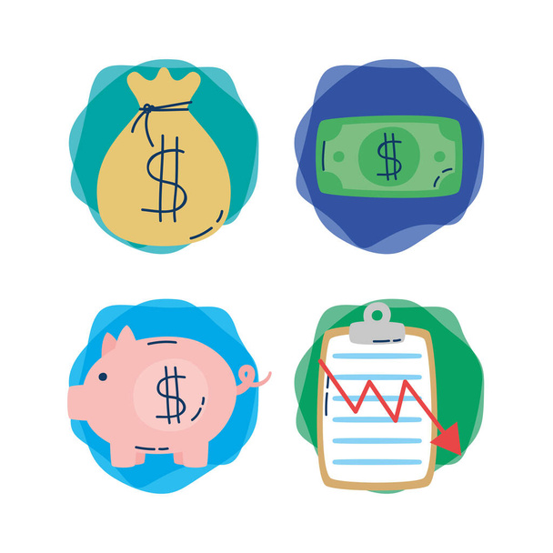 bundle of economy and finances icons - Vector, Image