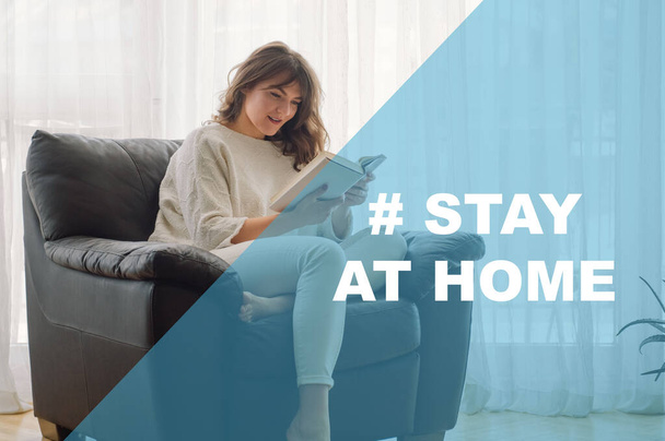 Concept Stay at home social media campaign for coronavirus prevention - Photo, Image