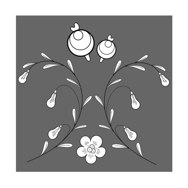 Set von Vektorblumen. Vereinzelte Illustration von dekorativen Blumen. Vektorzeichnung für Grußkarte, Einladung, Design, Broschüre, Plakat, Banner, Flyer, Druck, Geschenkpapier, Textilien und Webseiten - Vektor, Bild