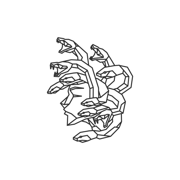 Mono line abstract medusa head with snakes Logo - Vector, Image