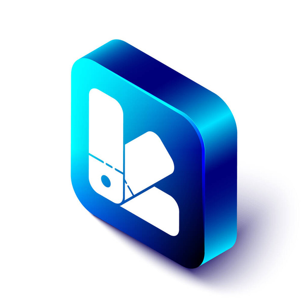 Isometrische Farbpalette Führungssymbol isoliert auf weißem Hintergrund. Blauer quadratischer Knopf. Vektorillustration - Vektor, Bild