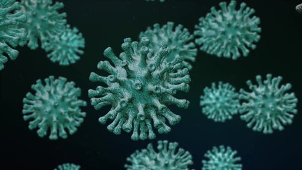 Νέος κορωναϊός 2019-nCoV. Ρεαλιστικό 3D υλικό coronavirus SARS-CoV-2 ιός μικροσκόπιο κοντά - Πλάνα, βίντεο