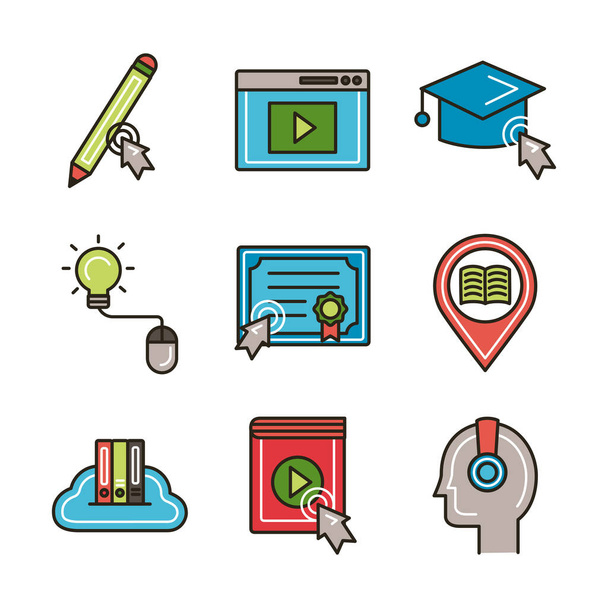 paquete de iconos conjunto de educación en línea
 - Vector, Imagen