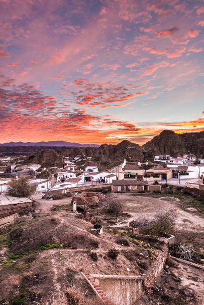 Sunrise from one of the viewpoints of Guadix in Granada, Andalusia, Spain. - Photo, Image
