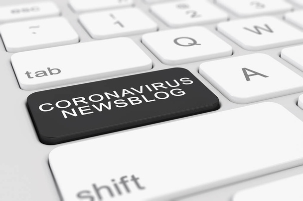 3d render of a keyboard with a black key and the message coronavirus newsblog - Photo, Image