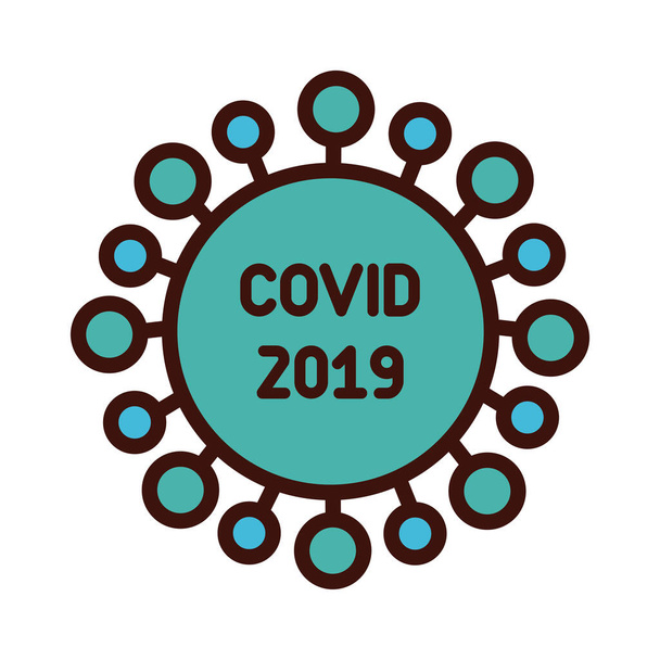 covid19 virus particle line and fill style - Vector, Image