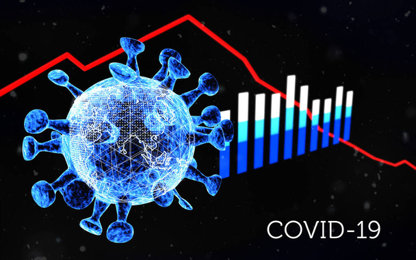 Representación 3D. Ilustración 3D. pandemia mundial de coronavirus. Covid-19
 - Foto, Imagen