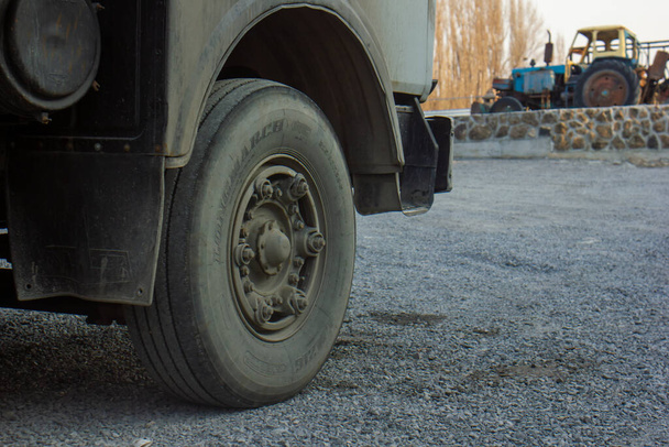 truck wheel on the road - Photo, Image