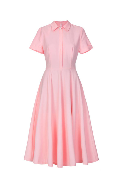 Rosa schönes Vintage-Kleid isoliert auf weißem Hintergrund - Foto, Bild