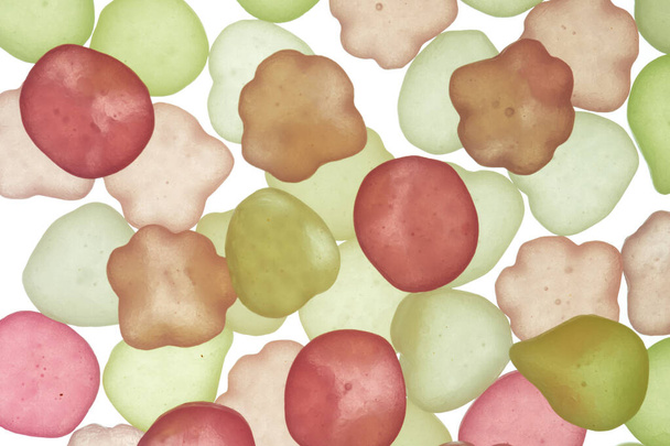 Makrofotografie einer Auswahl bunter Pastellgelees - Foto, Bild