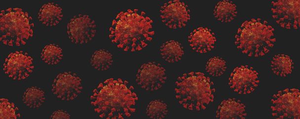 Coronavirus. COVID-19. 3D Render Viral Infection Konzept. MERS-CoV, SARS-CoV, 2019-nCoV, Wuhan Coronavirus. - Foto, Bild