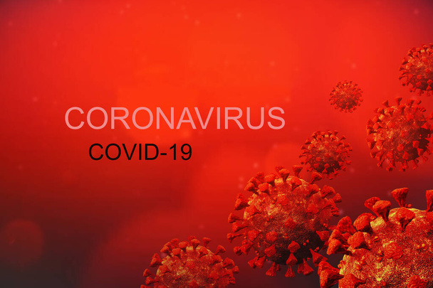 Coronavírus. COVID-19. Conceito de infecção viral de renderização 3D. MERS-CoV, SARS-CoV, 2019-nCoV, Wuhan Coronavirus
. - Foto, Imagem
