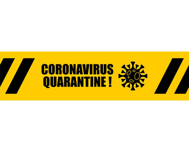Autocollant de bande de quarantaine de coronavirus modèle. Virus 2019-nCoV à la maison. Une pandémie. Maladie épidémique mondiale. Signer période d'isolement. Maladie mortelle du XXIe siècle
 - Vecteur, image