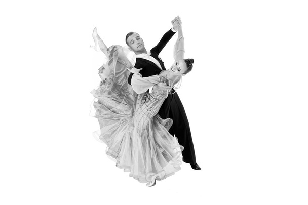 ballrom dance couple in a dance pose isolated on black background - Foto, Bild
