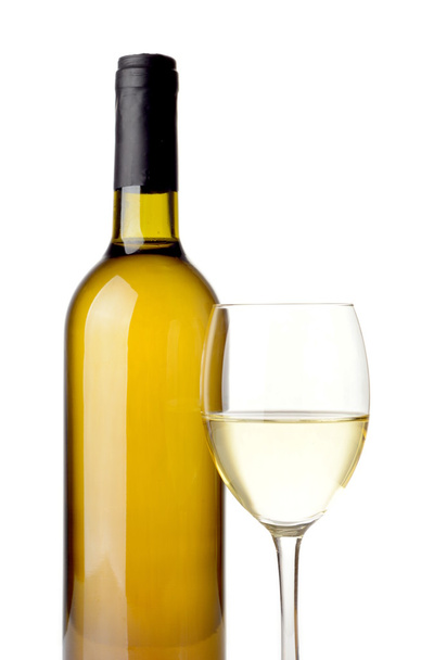 White wine isolated on white - Foto, afbeelding