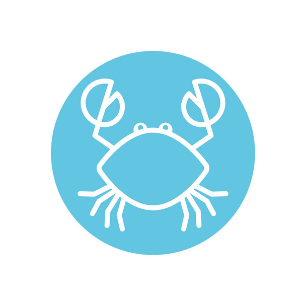 Isolé crabe ligne bloc style icône conception vectorielle
 - Vecteur, image