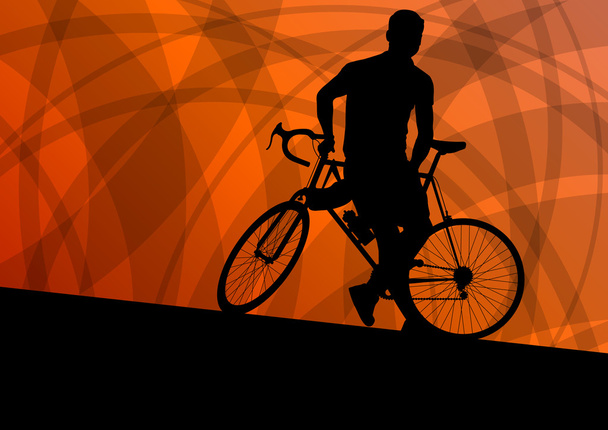aktiver Radfahrer Radfahrer aktiver Sport Silhouettenvektor zurück - Vektor, Bild