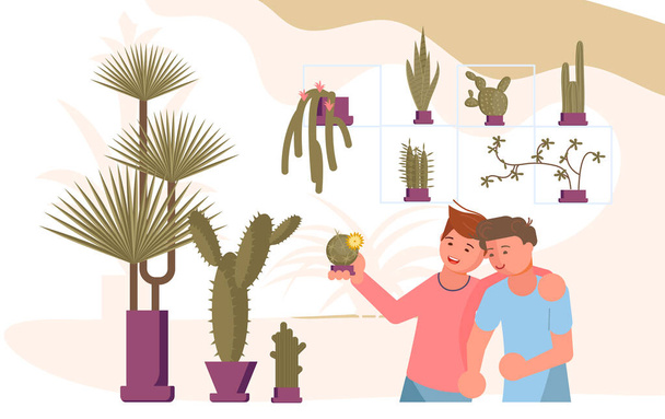 Sběratel kaktusů a sukulentů - Vektor, obrázek