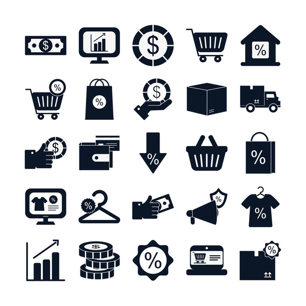 vendita e shopping silhouette stile icona set vettoriale design
 - Vettoriali, immagini
