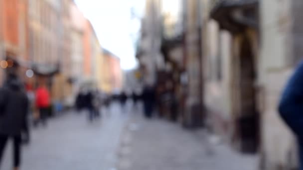 Blurred Background of many people on street square city town. - Footage, Video