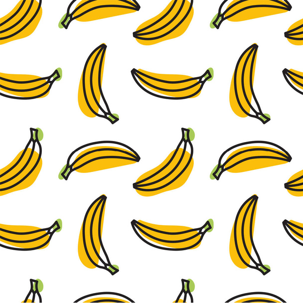 Cute hand drawn bananas on a white background. Vector seamless pattern. - Vektor, Bild
