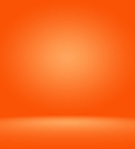 Orange photographic studio background vertical with soft vignette. Soft gradient background. Painted canvas studio backdrop. - Photo, Image