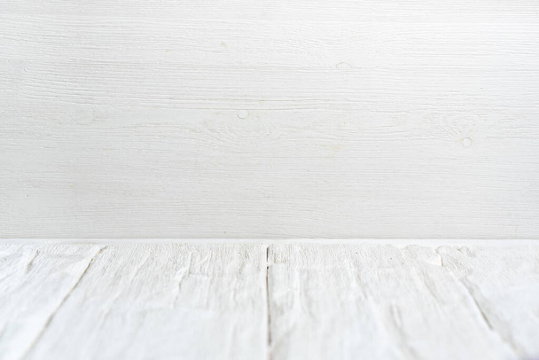 Weiß Holz Tisch Textur Hintergrund mit Kopierraum. - Foto, Bild