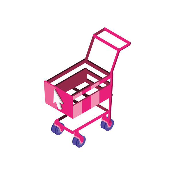 shopping cart virtual ecommerce on white background - Vector, Image